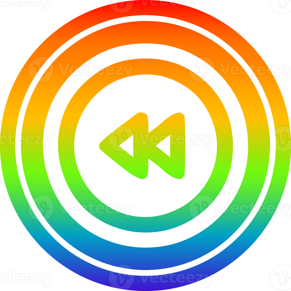 rewind button circular icon with rainbow gradient finish png