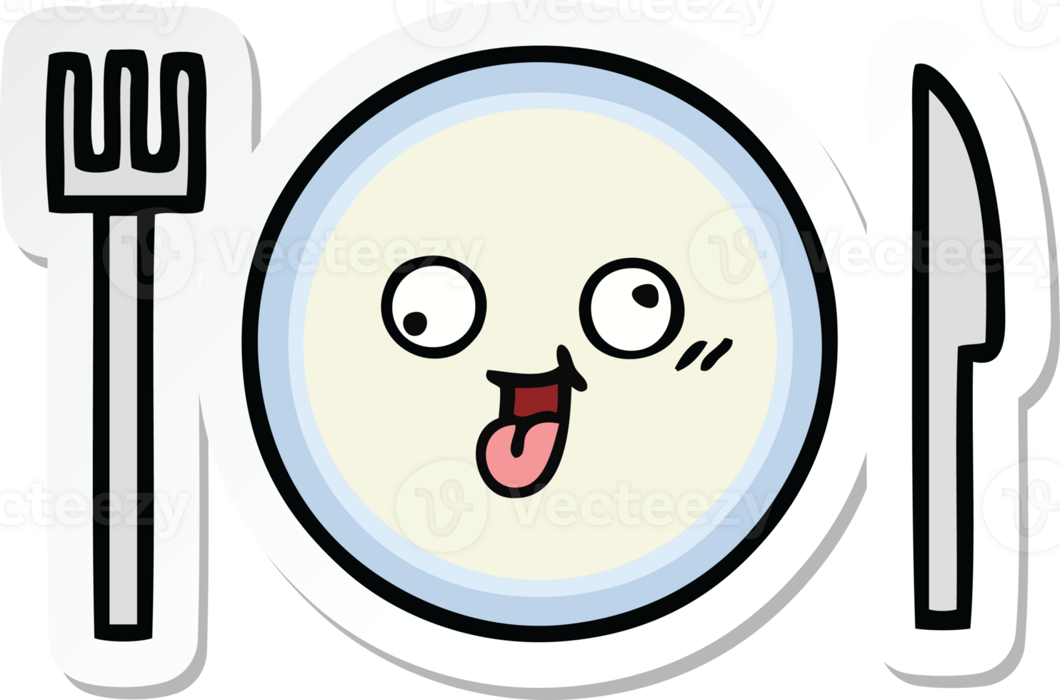 sticker of a cute cartoon dinner plate png