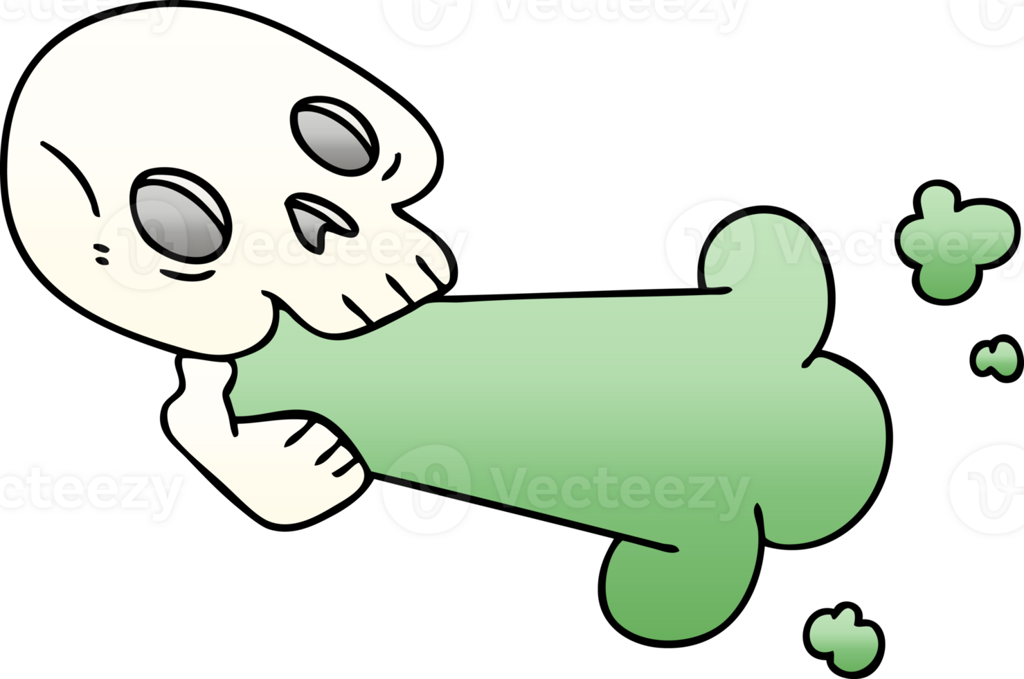 gradient shaded quirky cartoon skull png