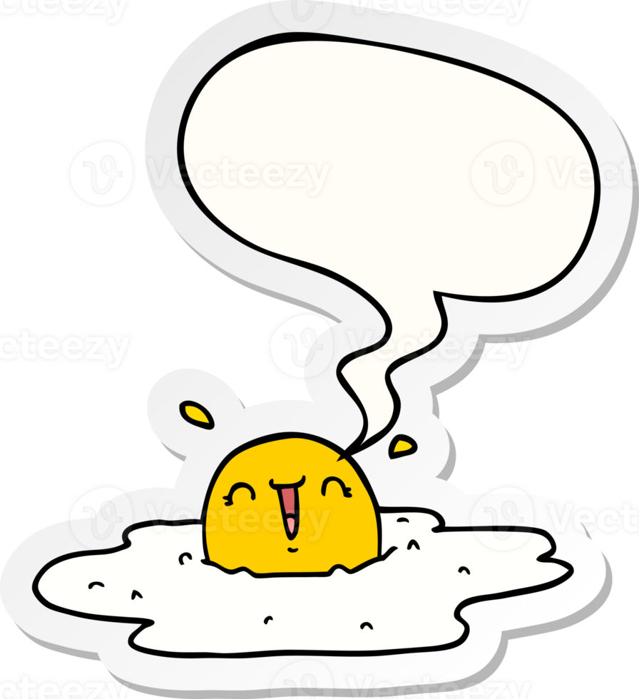 cartoon fried egg with speech bubble sticker png