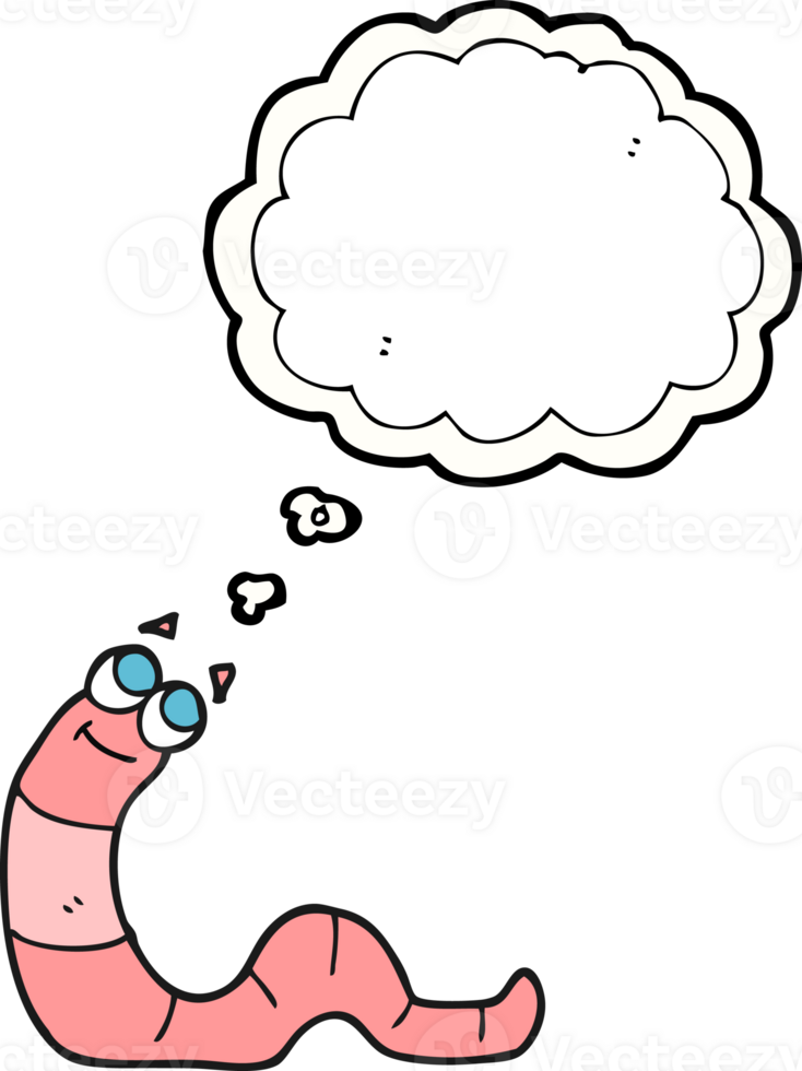 hand drawn thought bubble cartoon worm png
