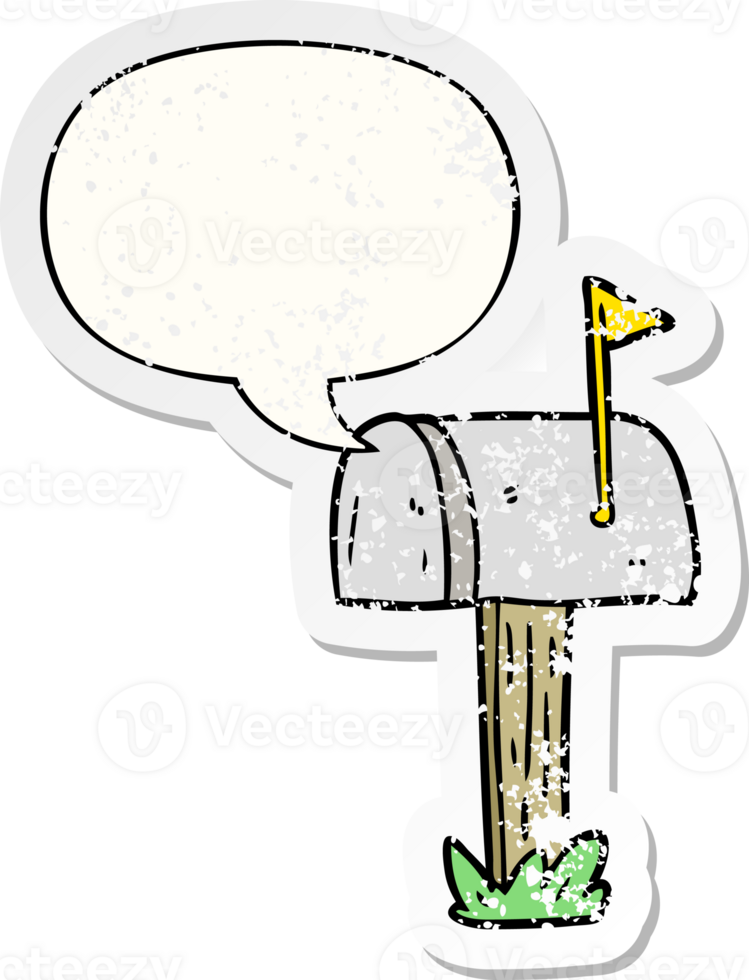 cartoon mailbox with speech bubble distressed distressed old sticker png