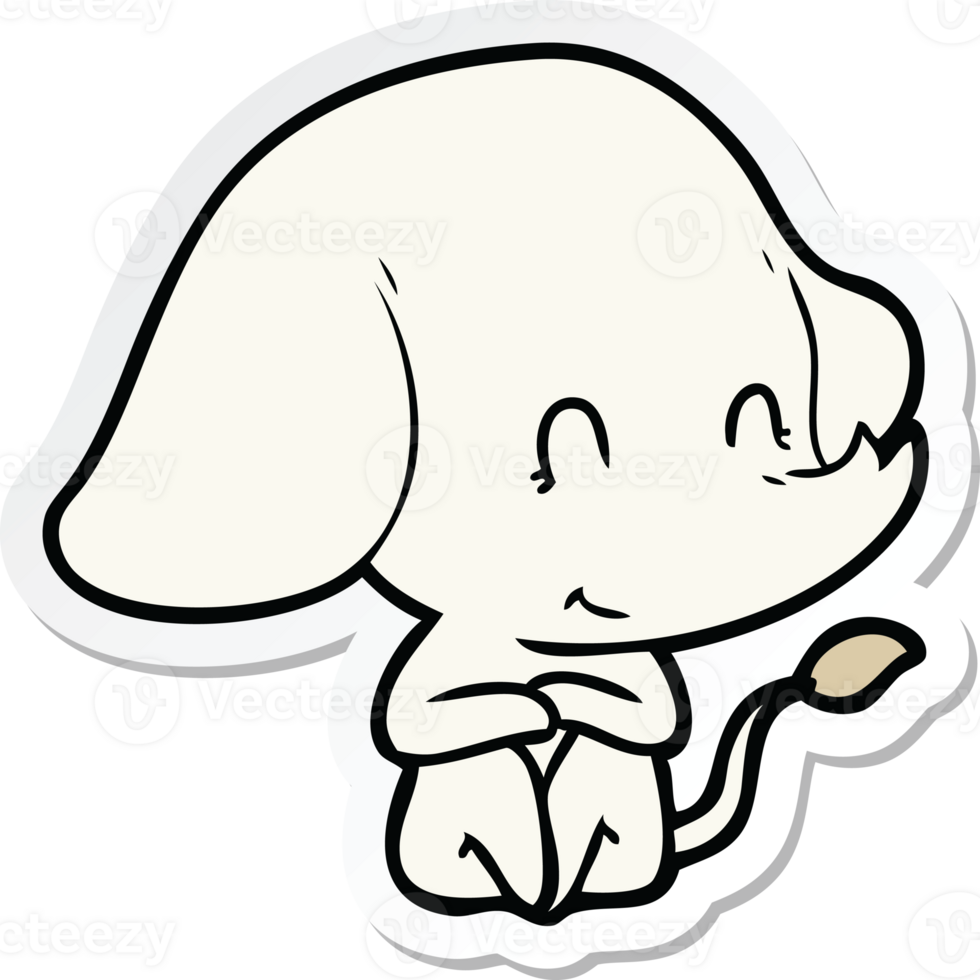 sticker of a cute cartoon elephant png