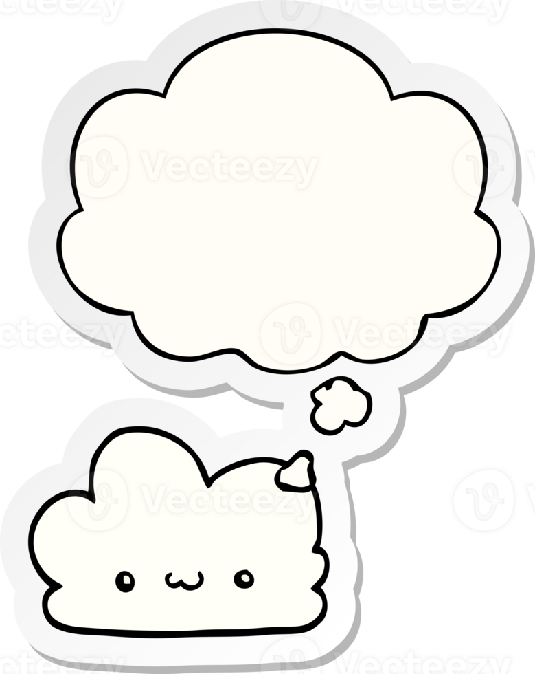 cute cartoon cloud with thought bubble as a printed sticker png