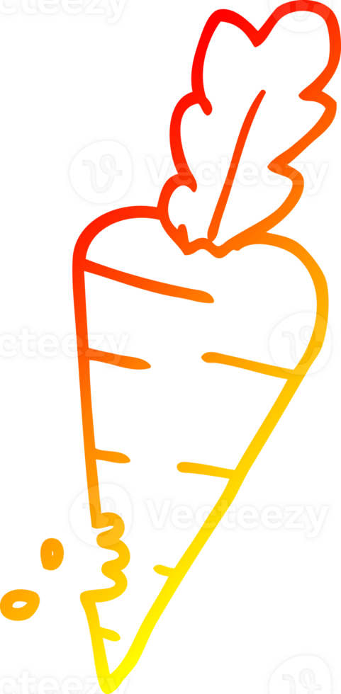 warm gradient line drawing of a cartoon carrot with bite marks png