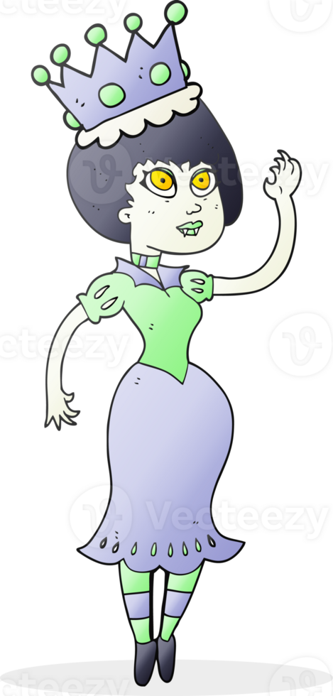 hand drawn cartoon vampire queen waving png