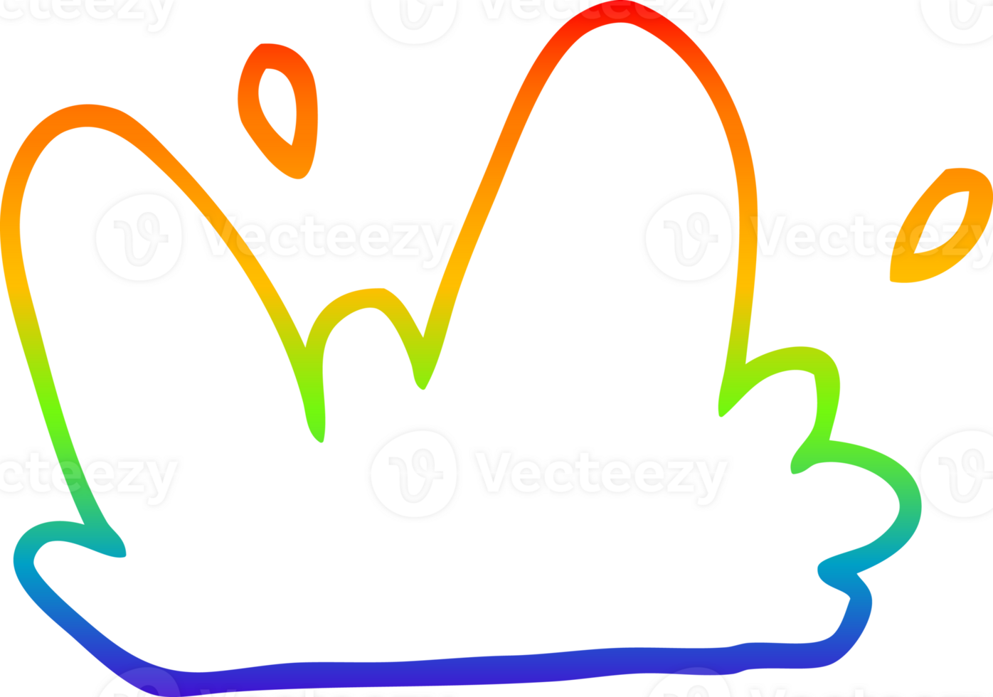 rainbow gradient line drawing of a cartoon mud splat png