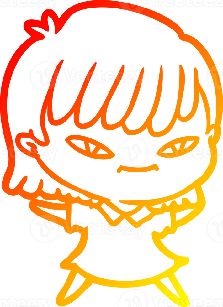 warm gradient line drawing of a cartoon woman png