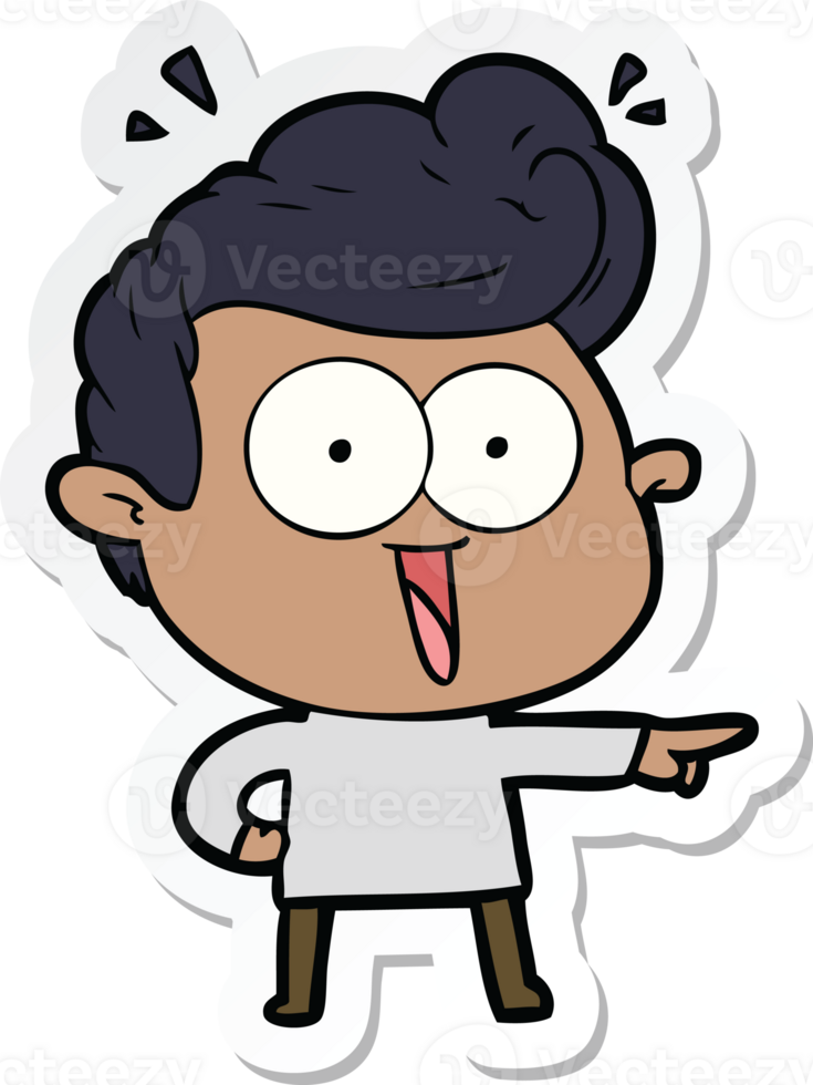sticker of a cartoon excited man png