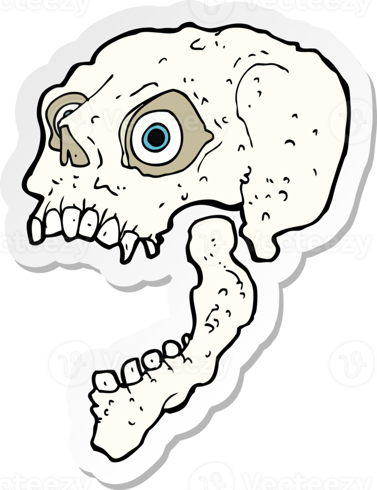 sticker of a cartoon scary skull png