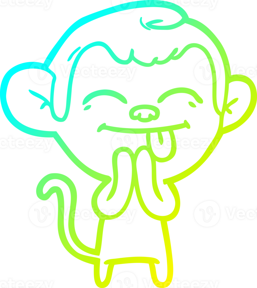 cold gradient line drawing of a funny cartoon monkey png