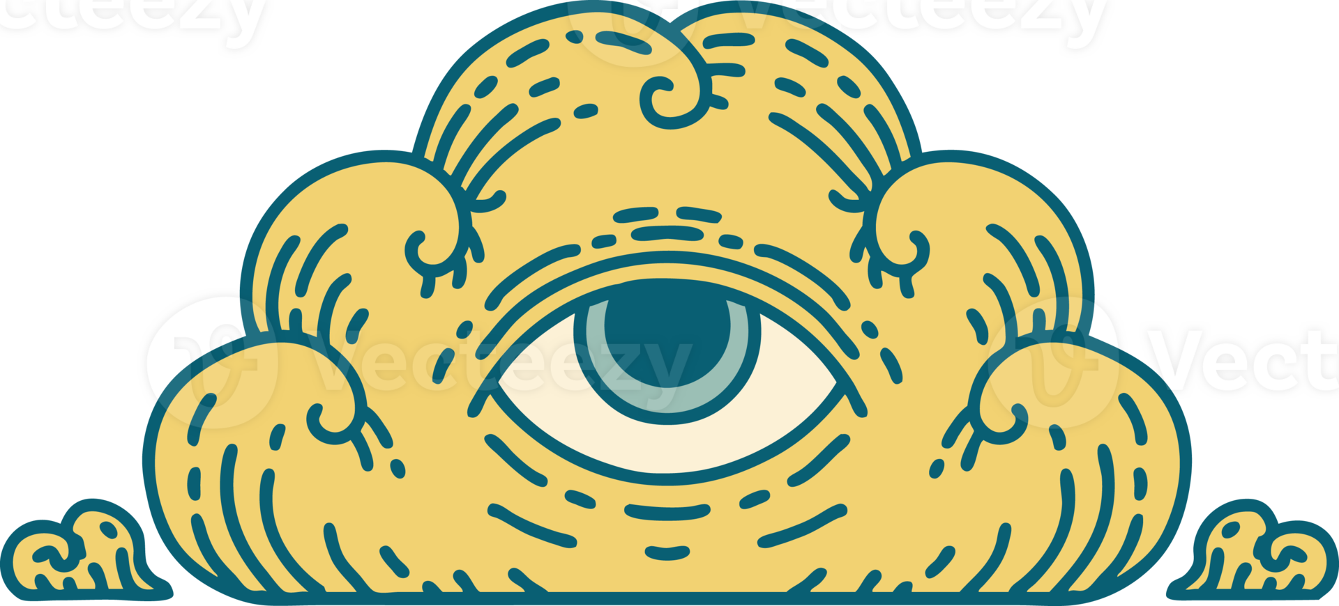 iconic tattoo style image of an all seeing eye cloud png