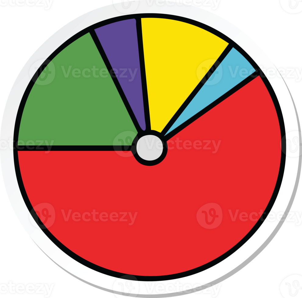 sticker of a cute cartoon pie chart png