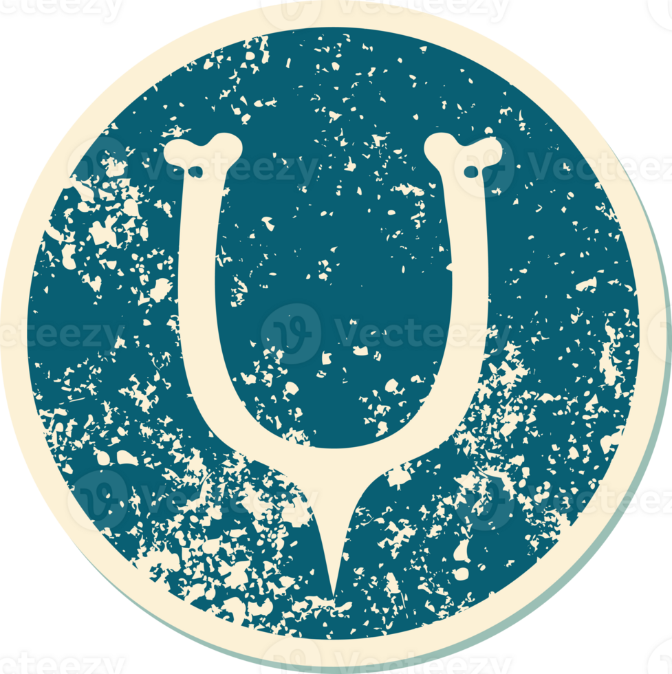 iconic distressed sticker tattoo style image of a wish bone png