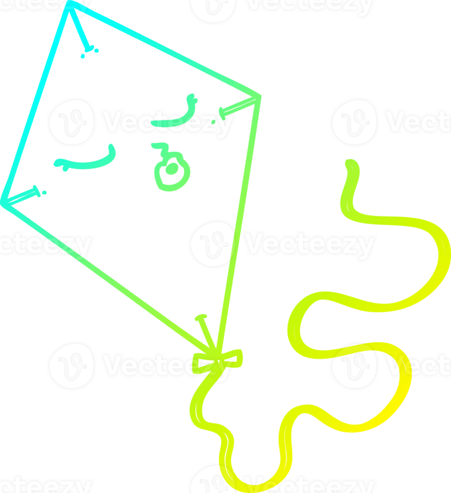 cold gradient line drawing of a cartoon kite png