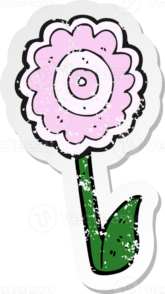 retro distressed sticker of a cartoon flower png