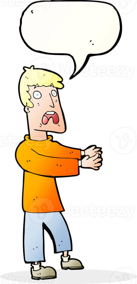 cartoon terrified man with speech bubble png