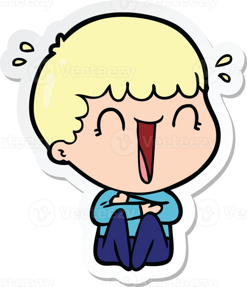 sticker of a laughing cartoon man png