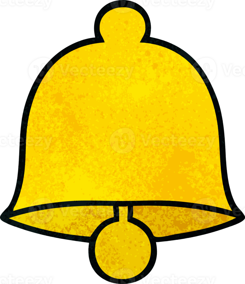 rétro grunge texture dessin animé de une laiton cloche png