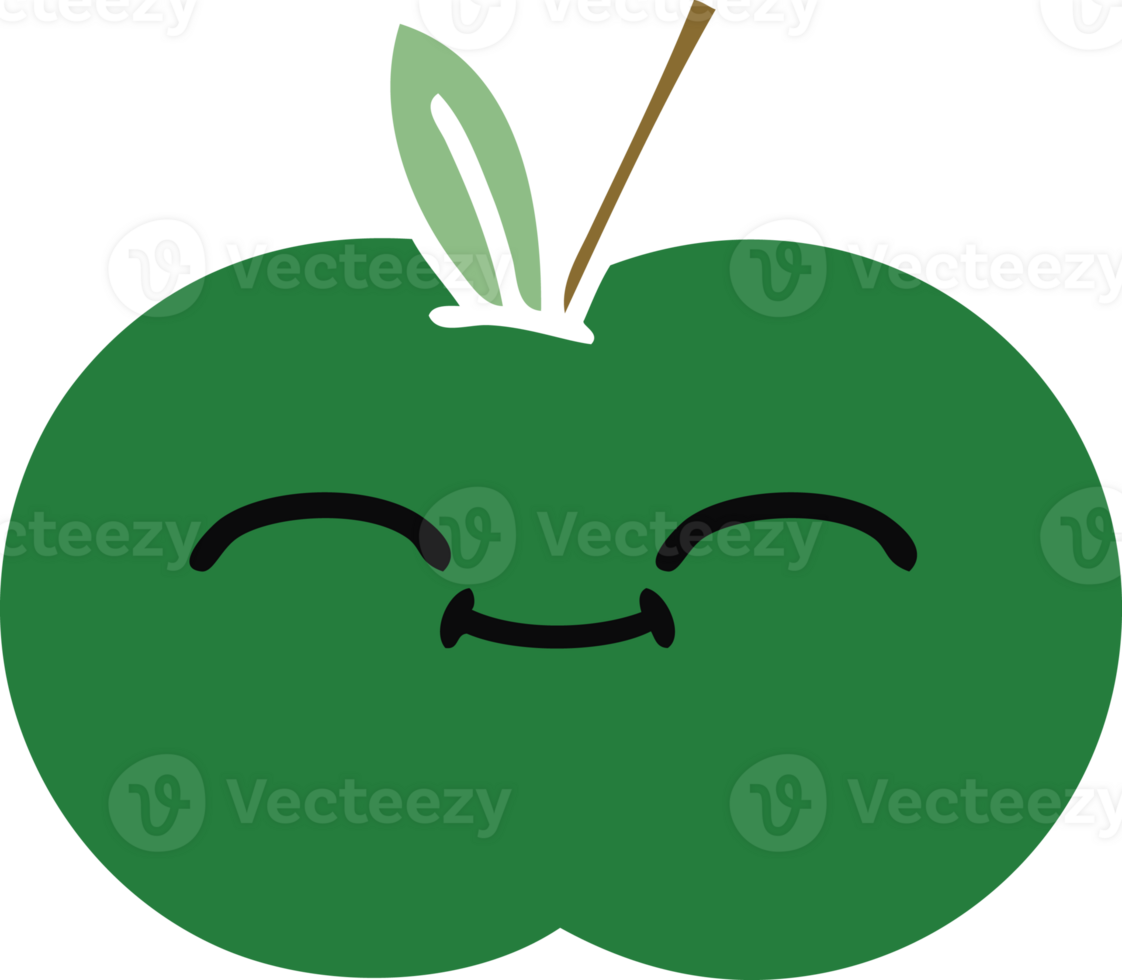 flat color retro cartoon of a juicy apple png