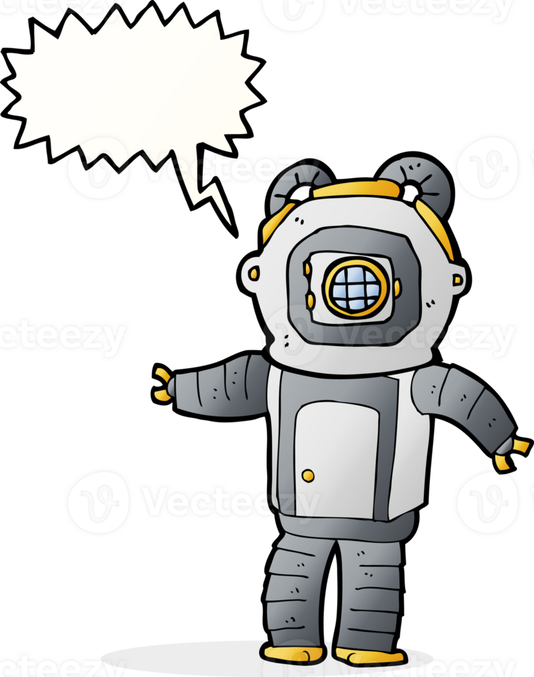 cartoon deep sea diver  with speech bubble png