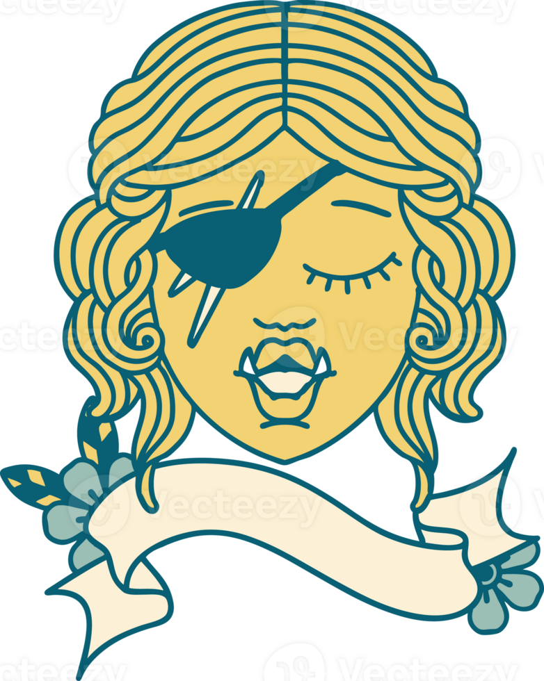 Retro Tattoo Style orc rogue character face png