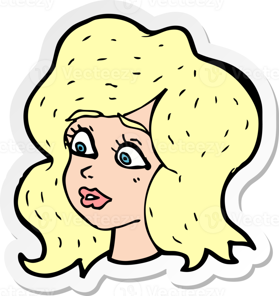 sticker of a cartoon woman looking concerned png