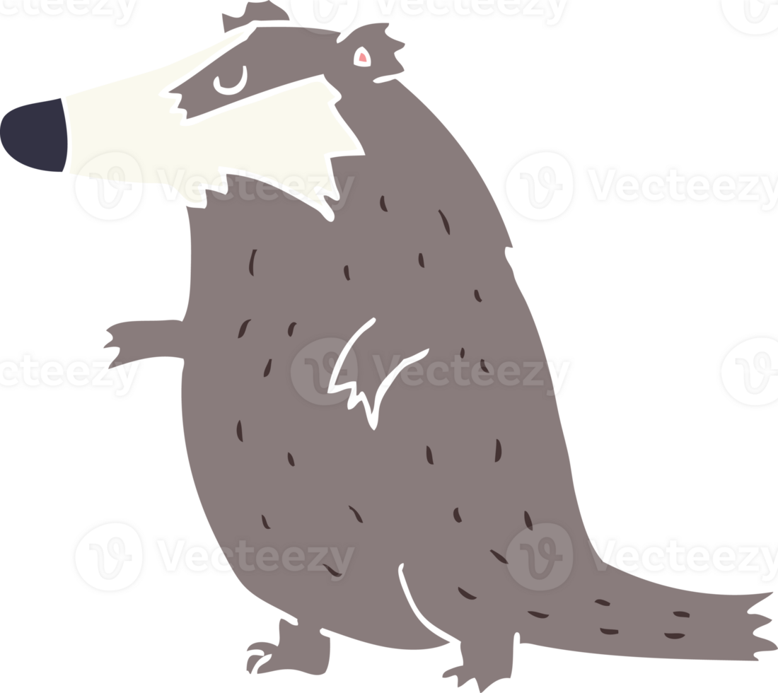 flat color style cartoon badger png