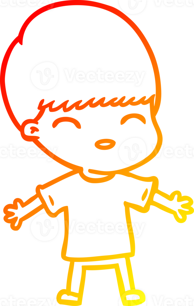 warm gradient line drawing of a happy cartoon boy png