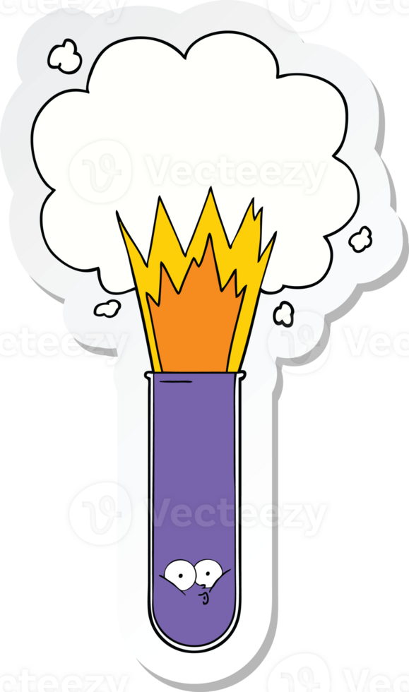 autocollant d'un dessin animé faisant exploser des produits chimiques dans un tube à essai png