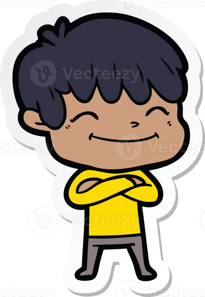 sticker of a cartoon happy boy png