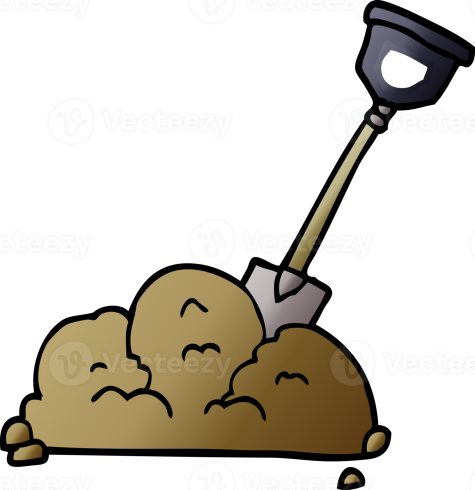 cartoon doodle shovel in dirt png