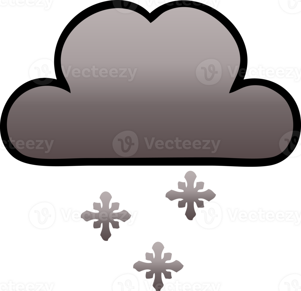 gradient shaded cartoon of a storm snow cloud png