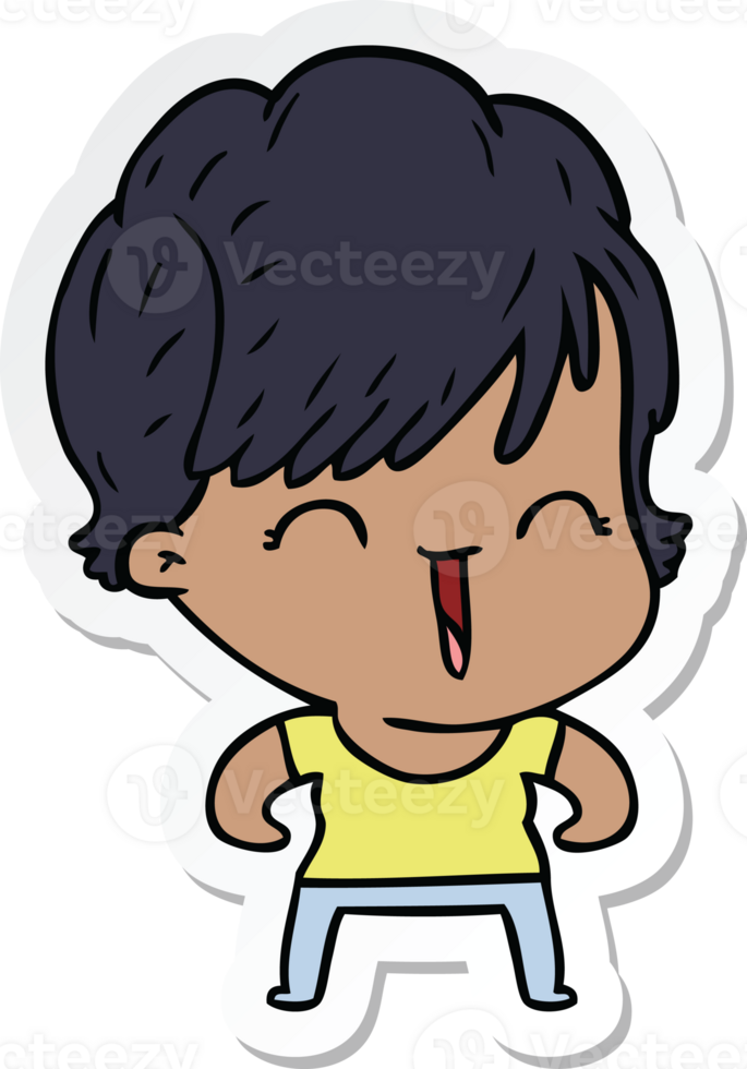 sticker of a cartoon laughing woman png
