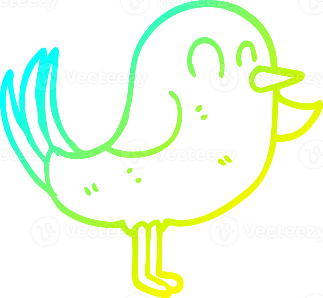 cold gradient line drawing of a cartoon bird pointing png