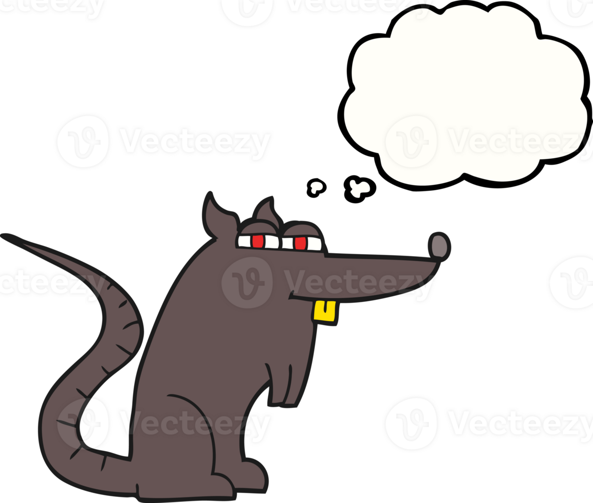 hand drawn thought bubble cartoon evil rat png