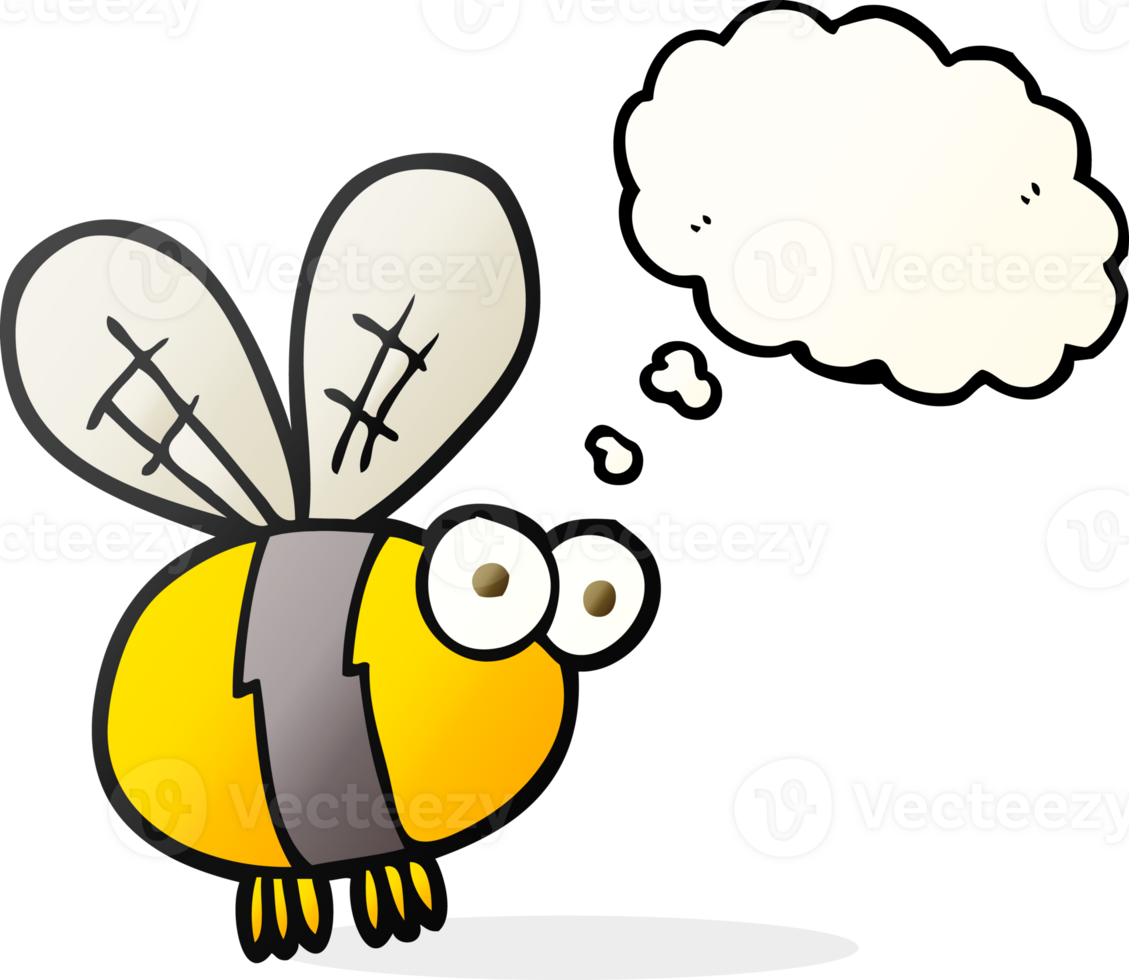 hand drawn thought bubble cartoon bee png