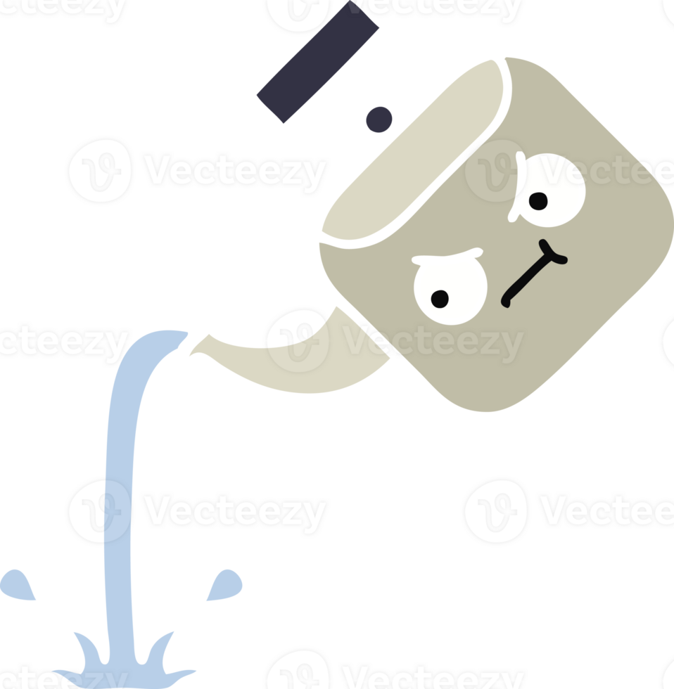 flat color retro cartoon of a pouring kettle png