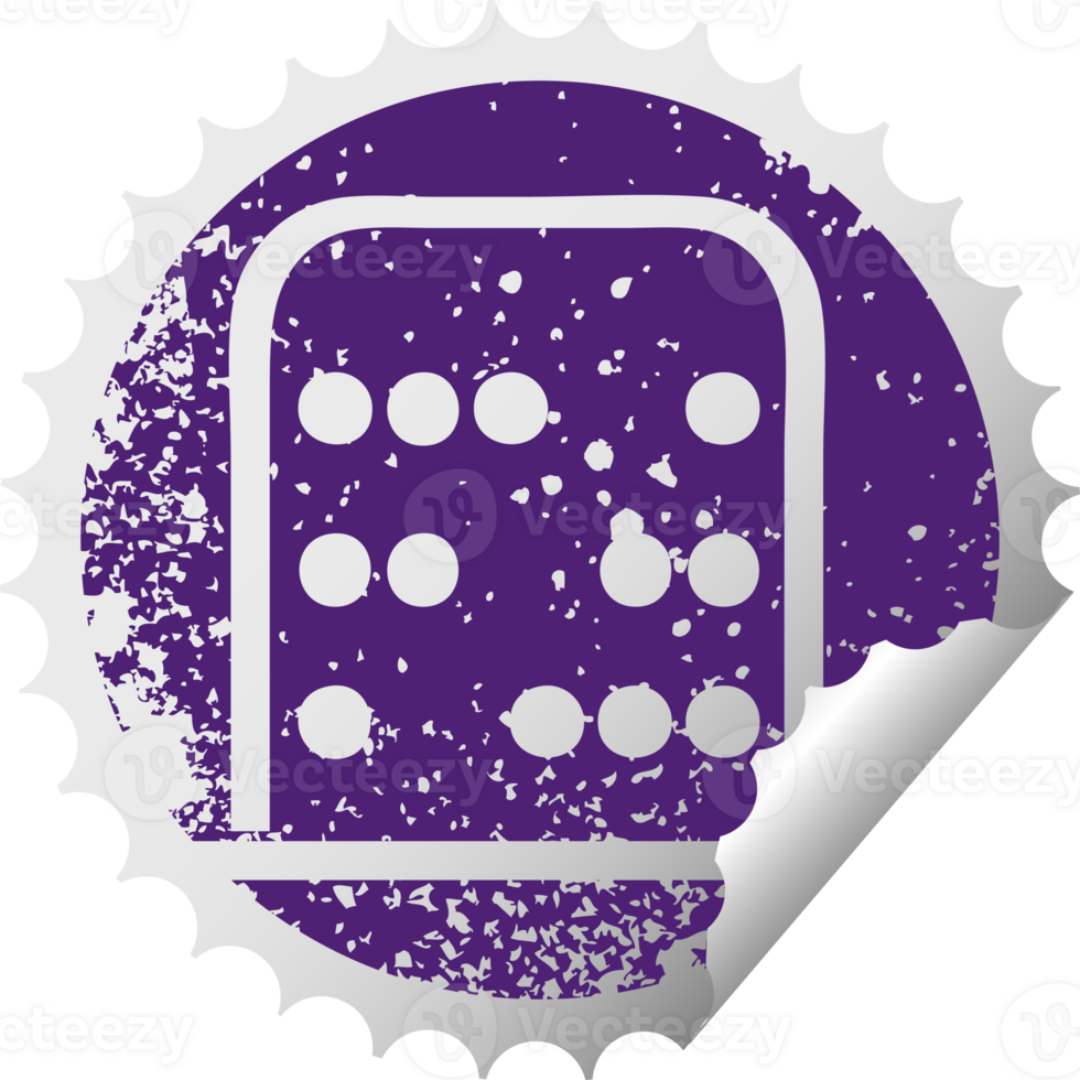 distressed circular peeling sticker symbol of a maths abacus png