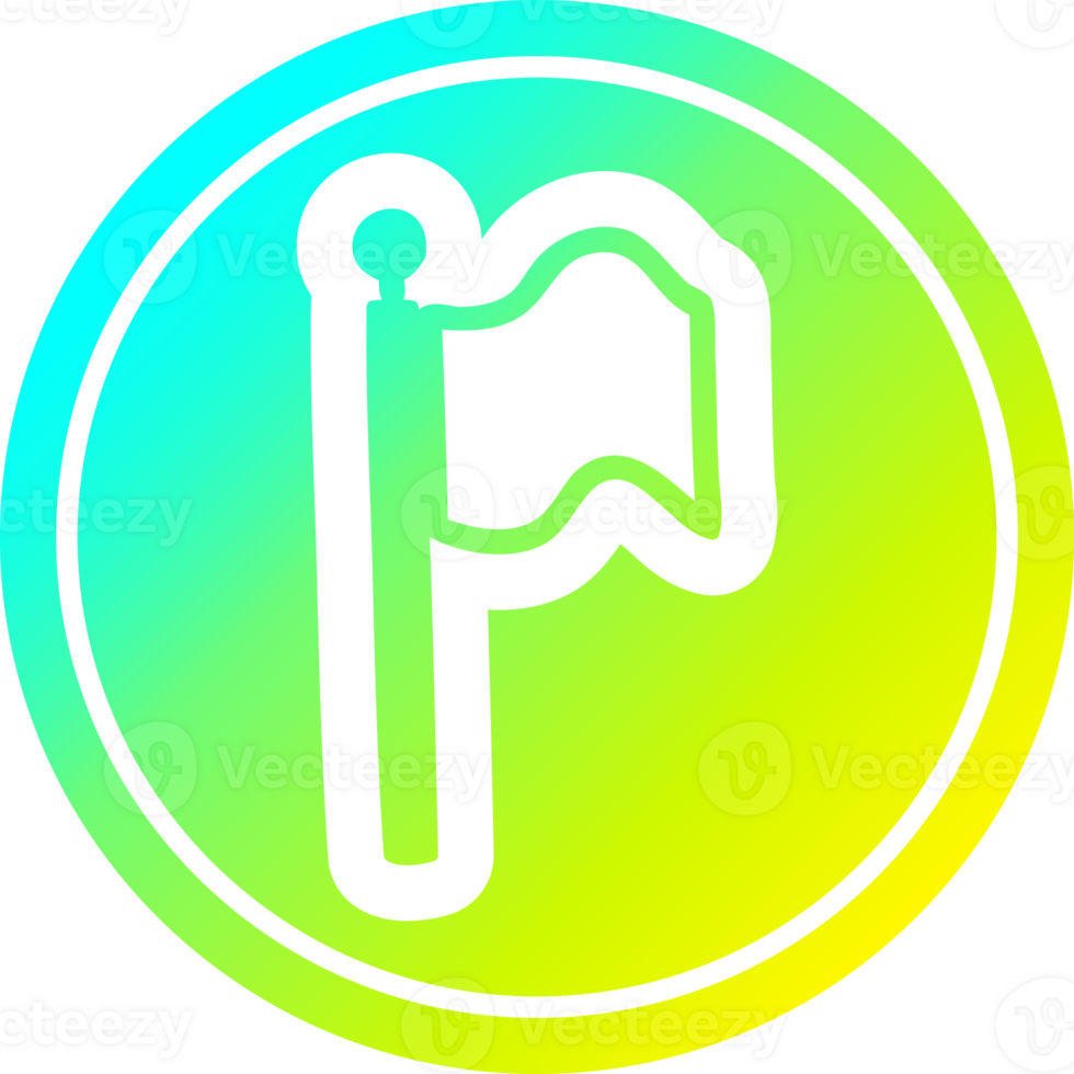 waving flag circular icon with cool gradient finish png