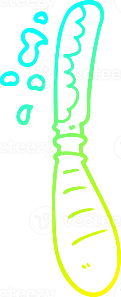 cold gradient line drawing of a cartoon butter knife png