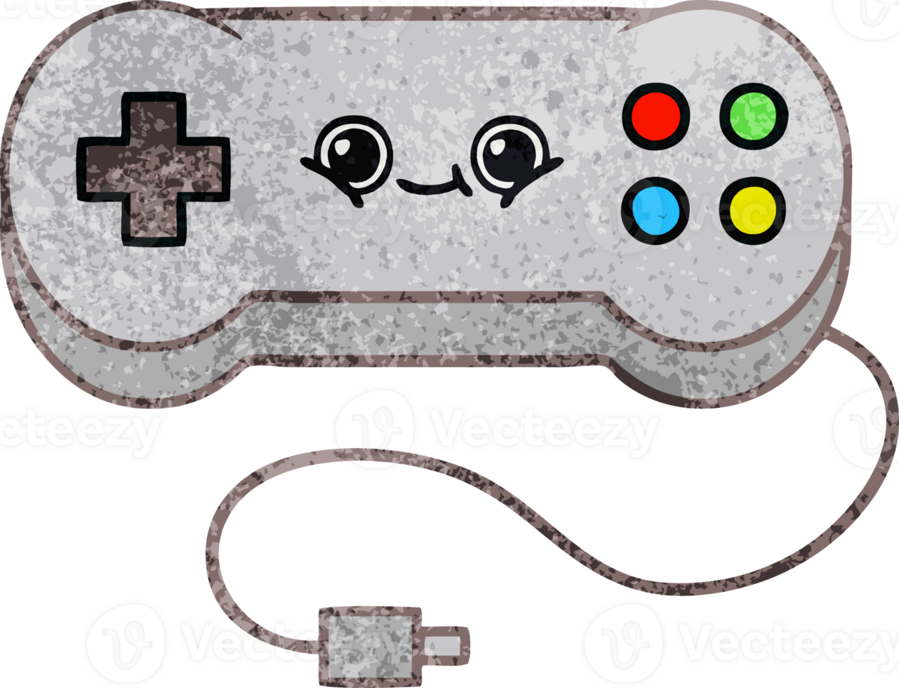retro grunge texture cartoon of a game controller png