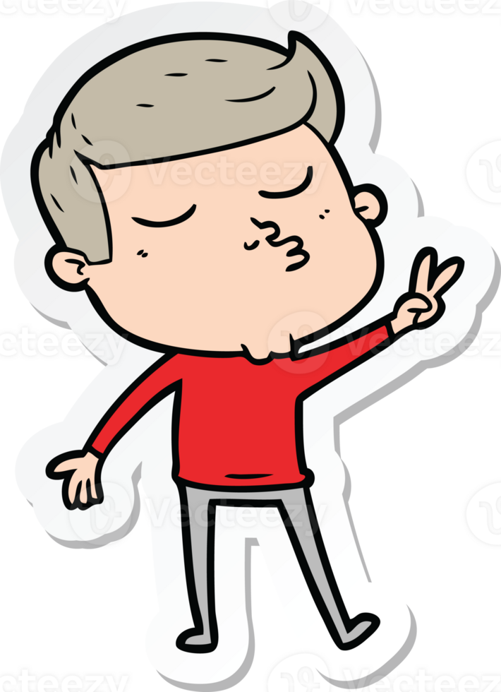 sticker of a cartoon model guy pouting png