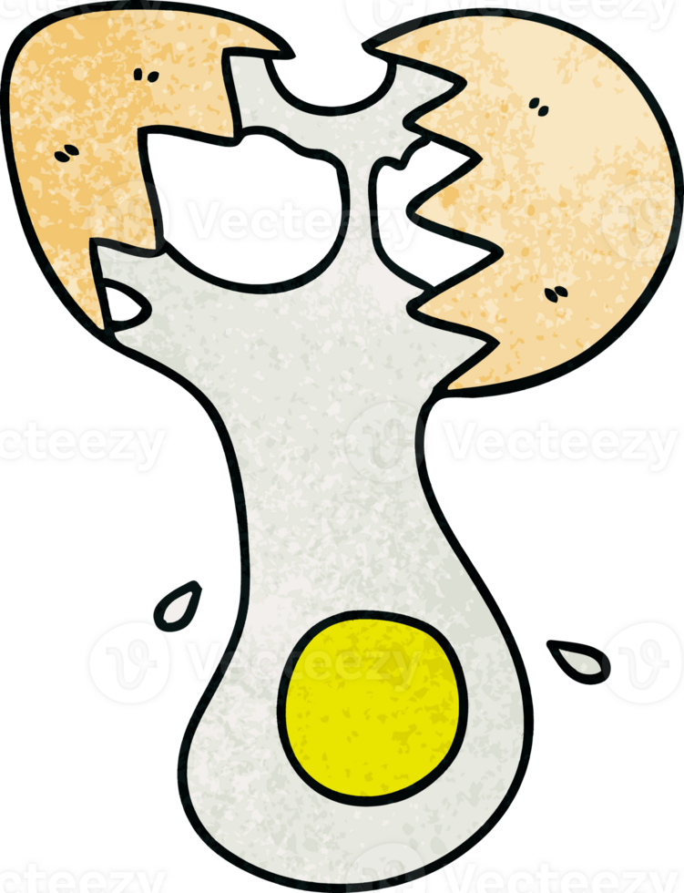 hand drawn quirky cartoon cracked egg png