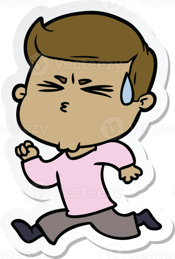 sticker of a cartoon man sweating png