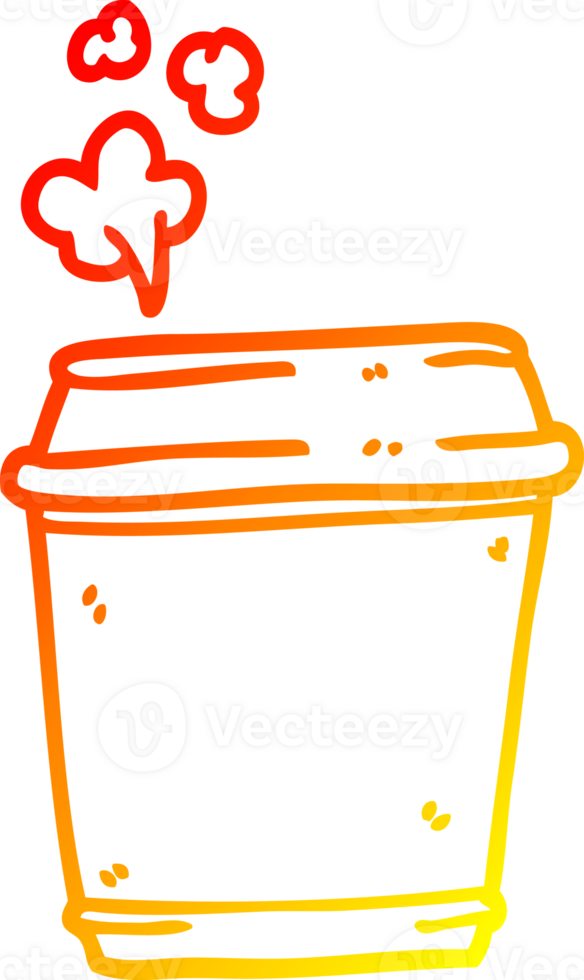 warm gradient line drawing of a cartoon coffee cup png