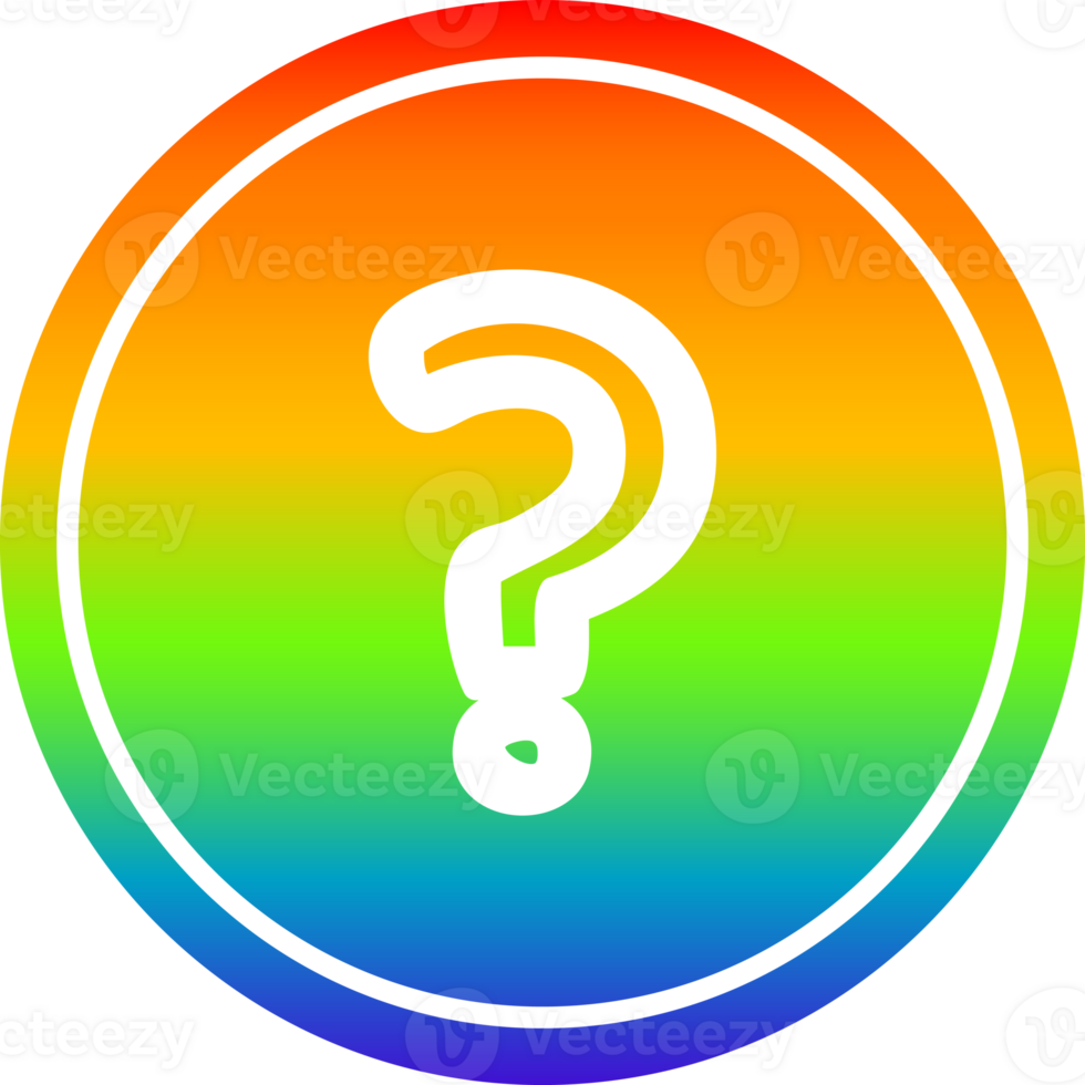 question mark circular icon with rainbow gradient finish png