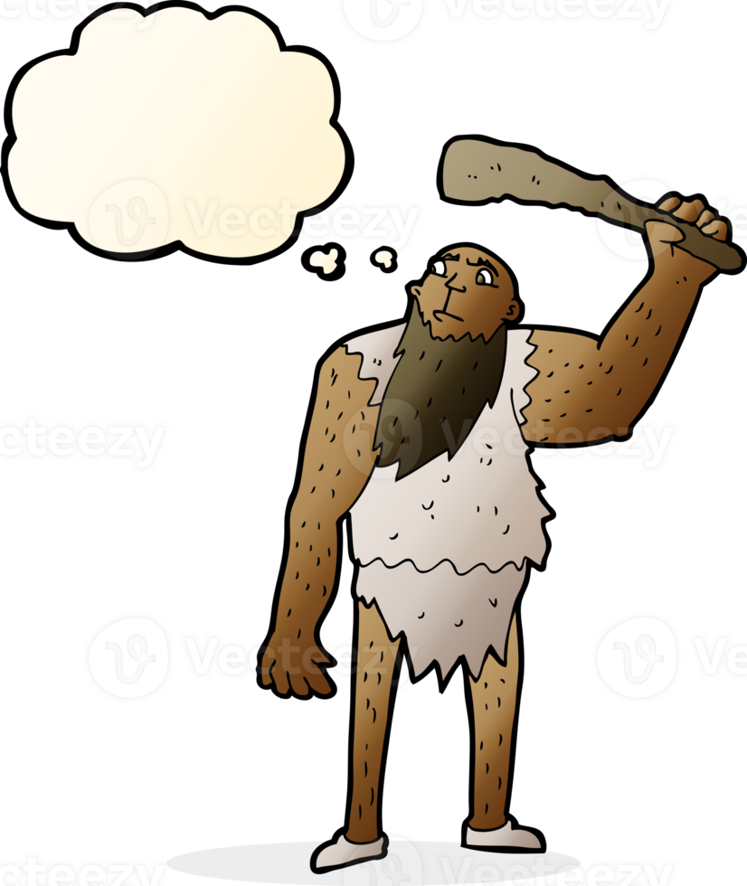 cartoon neanderthal with thought bubble png