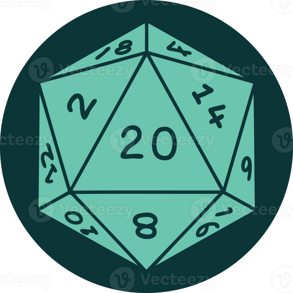 icon of natural 20 D20 dice roll png