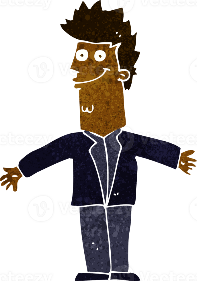 cartoon happy man with open arms png